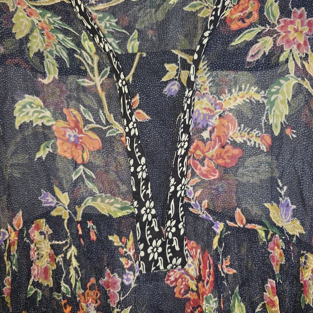 Maeve Anthropologie Babydoll Dress Womens S Forest Fairy Sheer Romatic V Neck - Picture 7 of 11